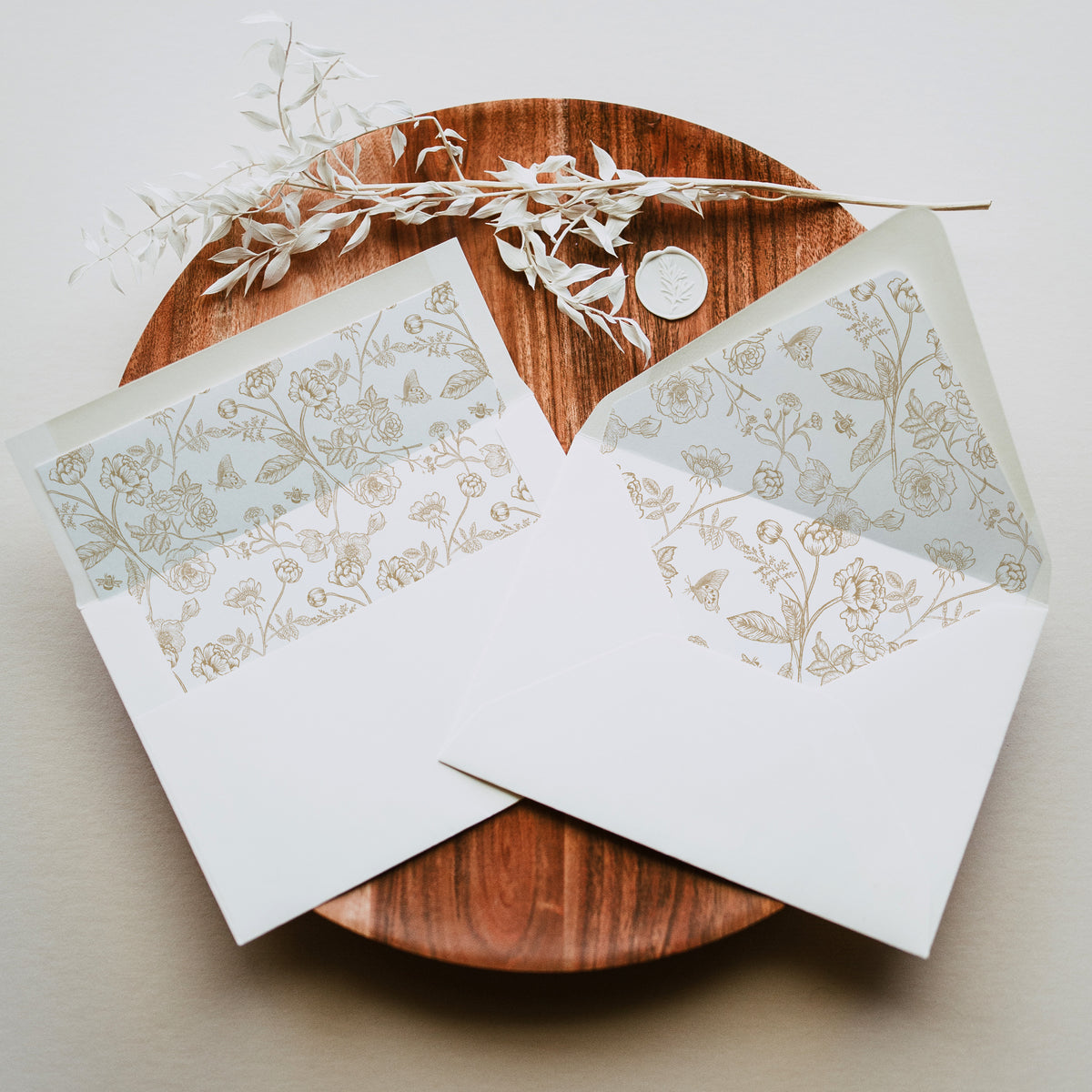 Elegant Gold Chinoiserie Floral Wedding Envelope Liner Template Bundle