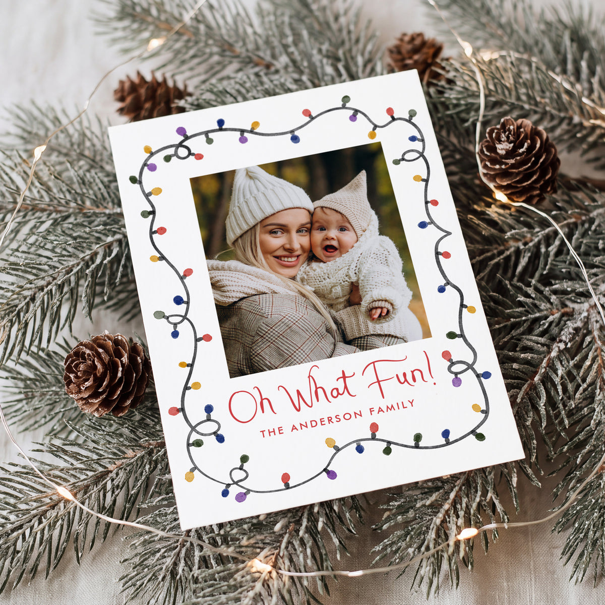 Oh What Fun Christmas Lights Year in Review Holiday Photo Card Template