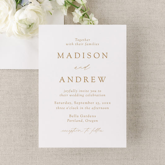 Modern Elegant Gold Wedding Invitation | Corjl Template