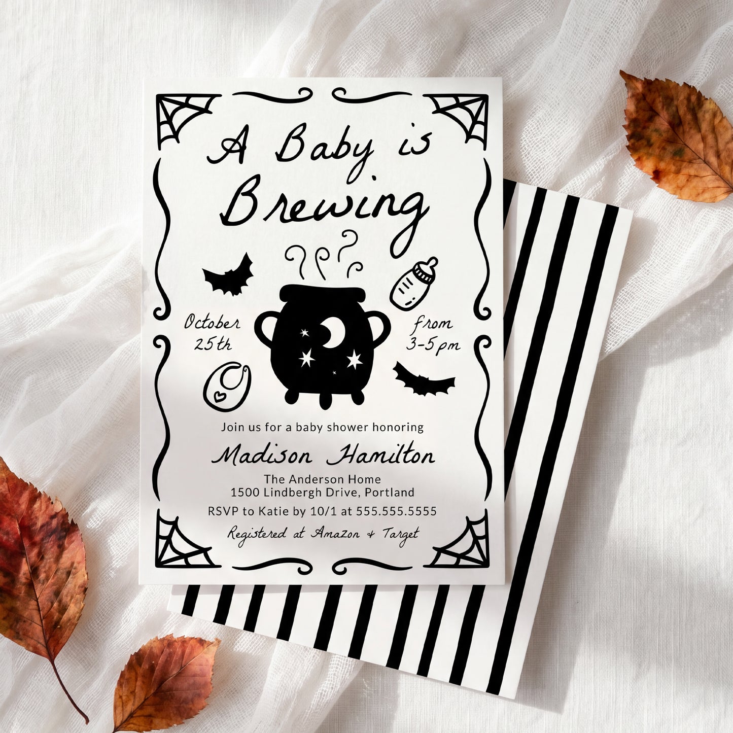 A Baby is Brewing Halloween Baby Shower Invitation | Corjl Listing