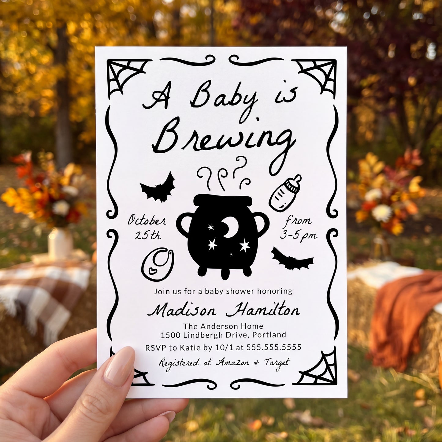 A Baby is Brewing Halloween Baby Shower Invitation | Corjl Listing