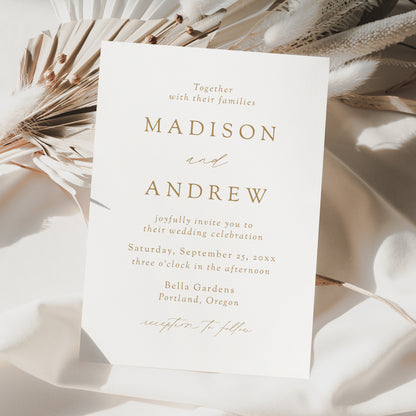 Modern Elegant Gold Wedding Invitation | Corjl Template
