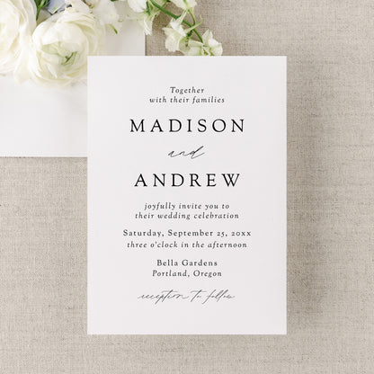 Modern Elegant Black and White Wedding Invitation | Corjl Template