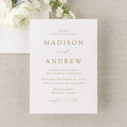 Modern Elegant Gold Wedding Invitation | Corjl Template