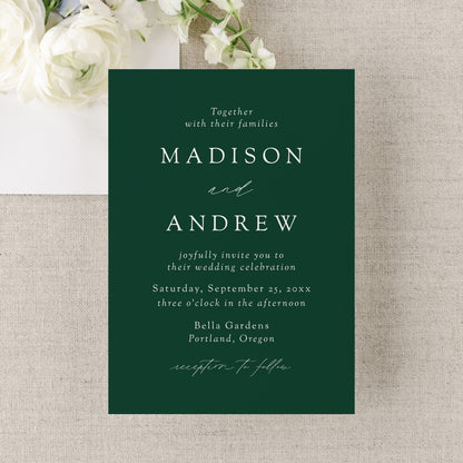 Modern Elegant Green Wedding Invitation | Corjl Template