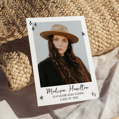 Whimsical Black Doodles Photo Graduation Party Invitation | Corjl Template