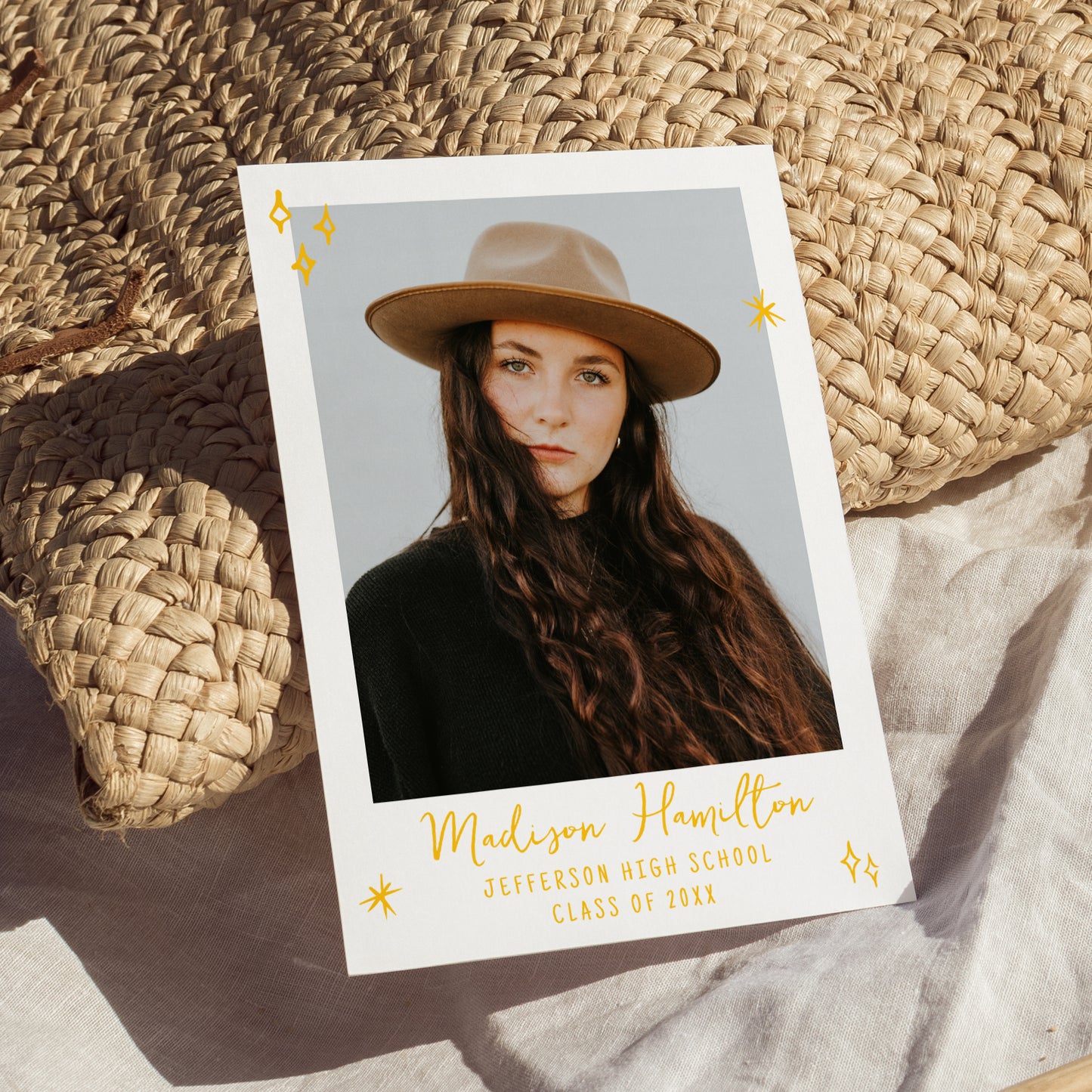Whimsical Yellow Doodles Photo Graduation Party Invitation | Corjl Template