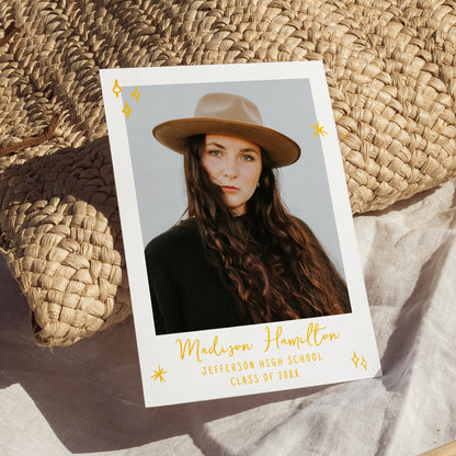 Whimsical Yellow Doodles Photo Graduation Party Invitation | Corjl Template