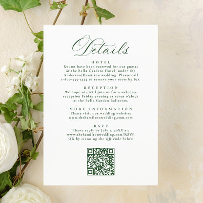 Elegant Green Victorian Floral All-In-One Wedding Invitation |  Corjl Template