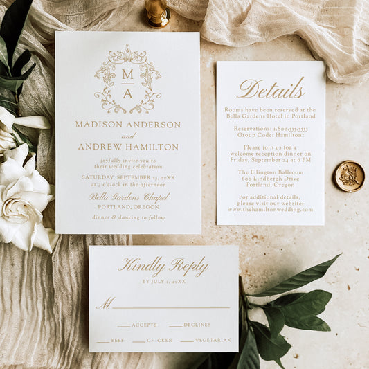 Elegant Gold Chinoiserie Wedding Suite | Corjl Template