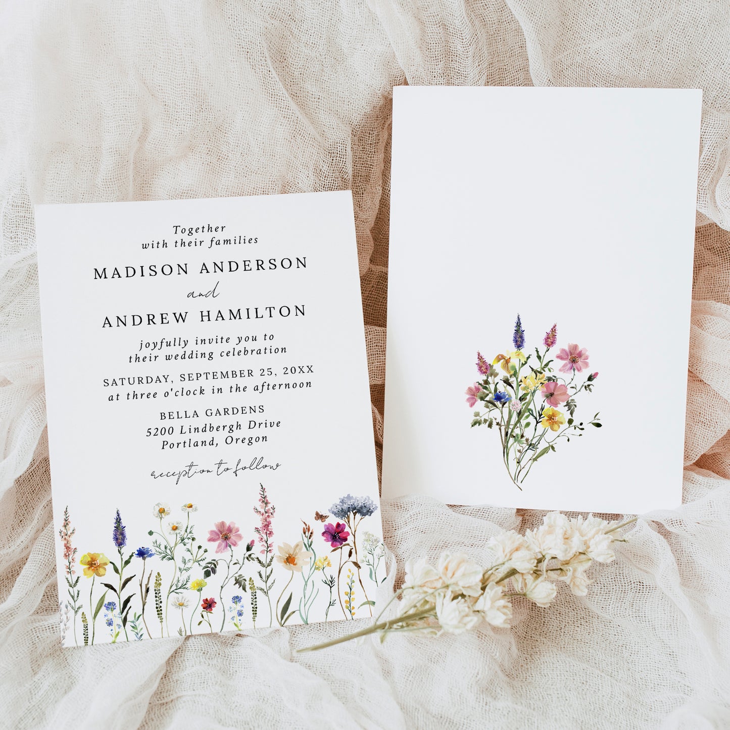 Elegant Wildflower Meadow Wedding Invitation | Corjl Listing