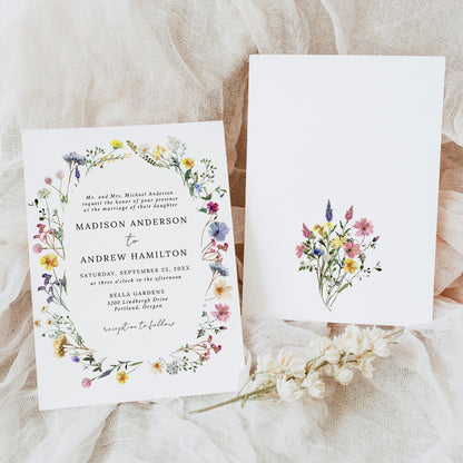 Elegant Wildflower Meadow Wreath Wedding Invitation | Corjl Listing