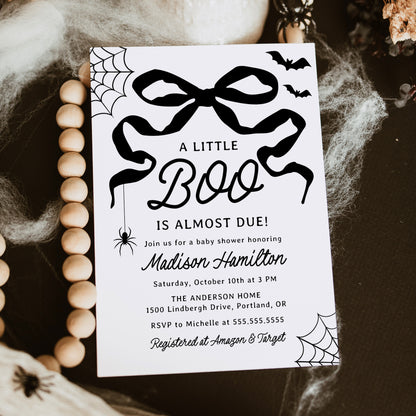A Little Boo Is Almost Due Halloween Baby Shower Invitation Template